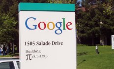 Building sign: Google, 1505 Salado Drive, Building [PI symbol] 3.14159...