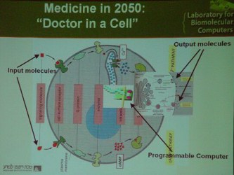 Medicine in 2050: Doctor in a Cell, with input molecules and output molecules
